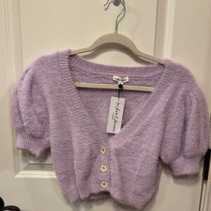 Lavender Puff Sleeve Sweater